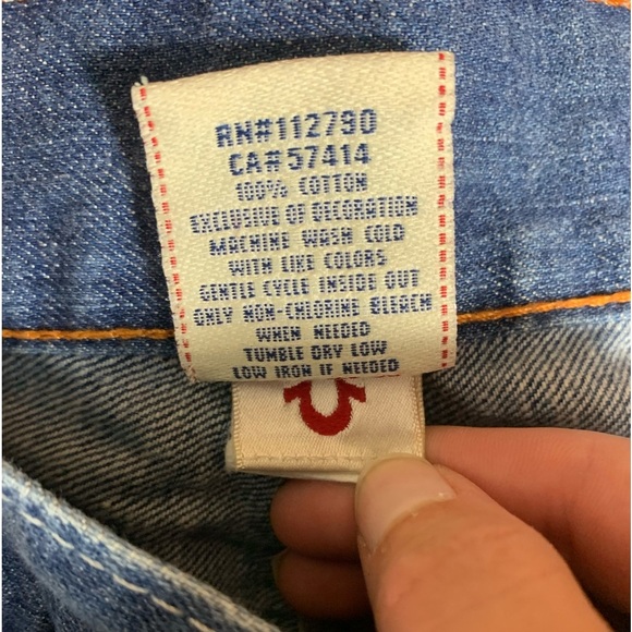 True Religion Men’s Straight Jeans Waist 38 Horse  Shoe Embroidered Pocket Flap - Picture 5 of 15